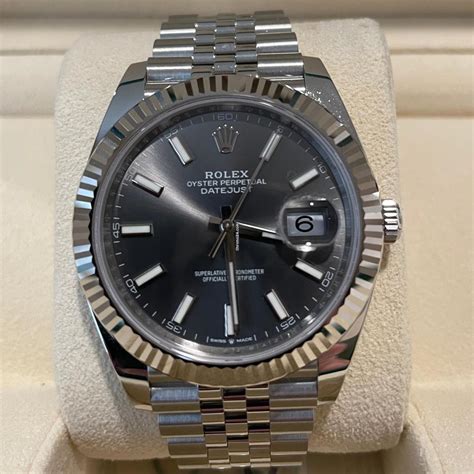 rolex datejust 41 grey dial price|rolex datejust 41 smooth bezel.